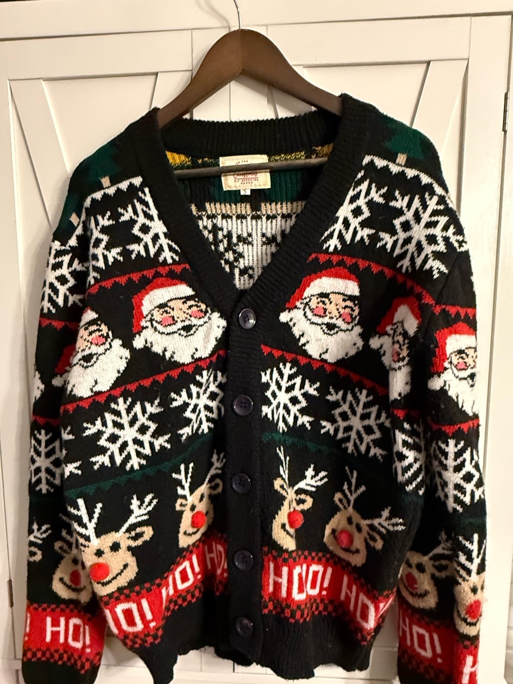 Festive Black and Red Holiday Cardigan Sweater